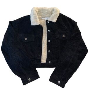 HYFVE Cropped Corduroy Jacket black teddy lining